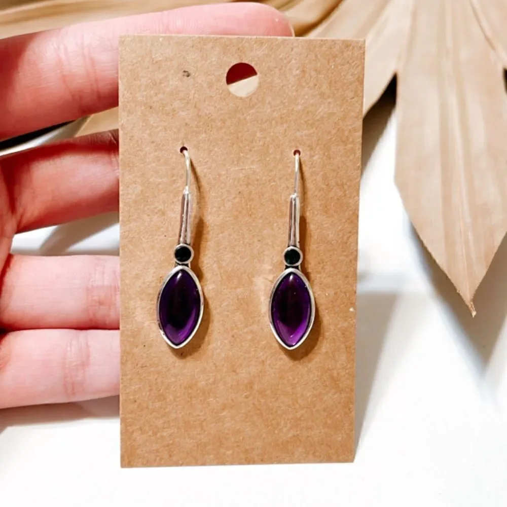 Purple crystal drop earrings S316